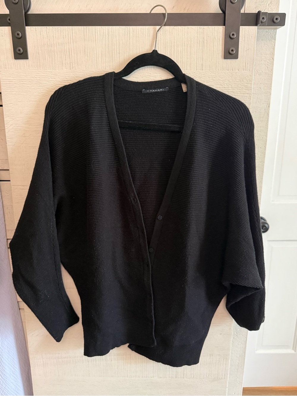 Black V-Neck Button Cardigan Sweater